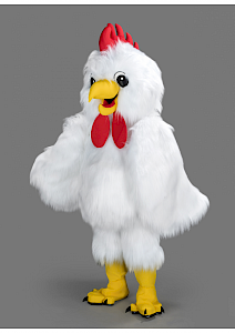 Mascotte de poule blanche en peluche