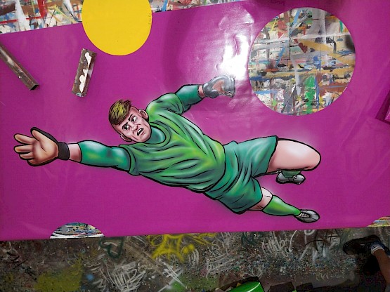 Gardien de but football peint à la main pour décor de jeu gonflable